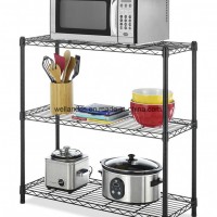 Black Coated Finish 3 Tier Light Duty Metal Wire Kitchen Garage Storage Organizer Rack