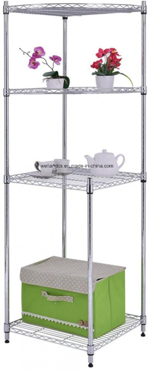 2018 New Design Corner 4-Tier Metal Display Shelf Home Kitchen Bathroom Storage Wire Rack Image1