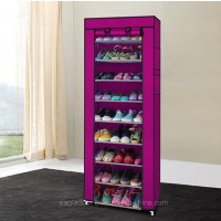 9 Tier Shoe Shelves Canvas Fabric Shoe Rack Storage Cabinet Rail Shoes Organizer Zipper Standing Sap