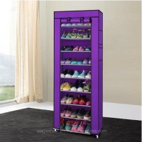 9 Tier Shoe Shelves Canvas Fabric Shoe Rack Storage Cabinet Rail Shoes Organizer Zipper Standing Sap