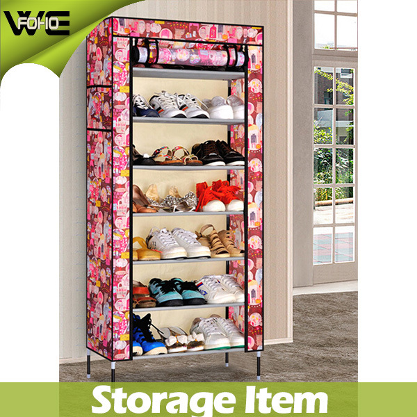 Foldable Waterproof Oxford Fabric Vertical Shoe Rack with Cover Image1