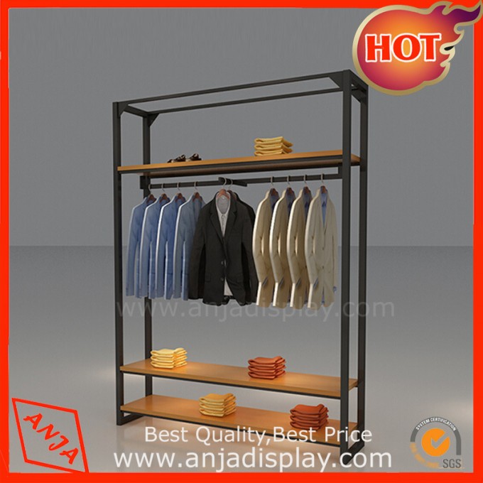 Modern Clothes Rail Stand Rack with Two Storage Shelves Image1