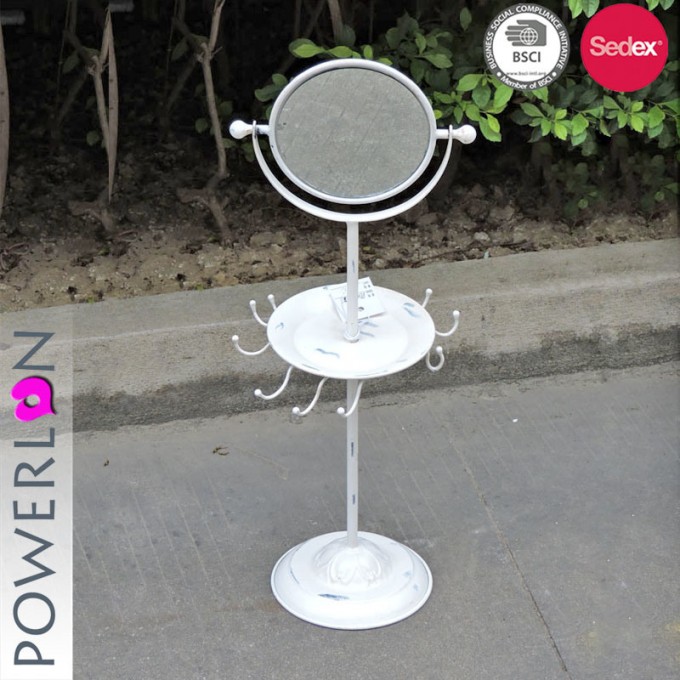 Powerlon Antique Standing Coat Rack with Mirror Image1