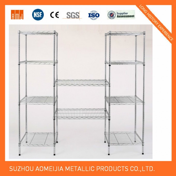 DIY Adjustable Chrome Flower Display Wire Shelving Rack Image1