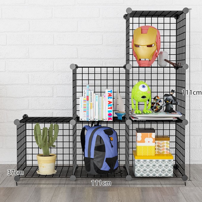 6 Cubes Space Saving Wall Mounted Metal Sheet Portable Magazine Rack Image1