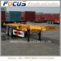 Tri Axles Logistics Skeleton Truck Container Trailer with Loading Platform
