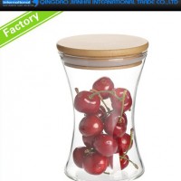 320ml Sealed Food Dry Fruit Glass Storage Jar with Bamboo-Lid