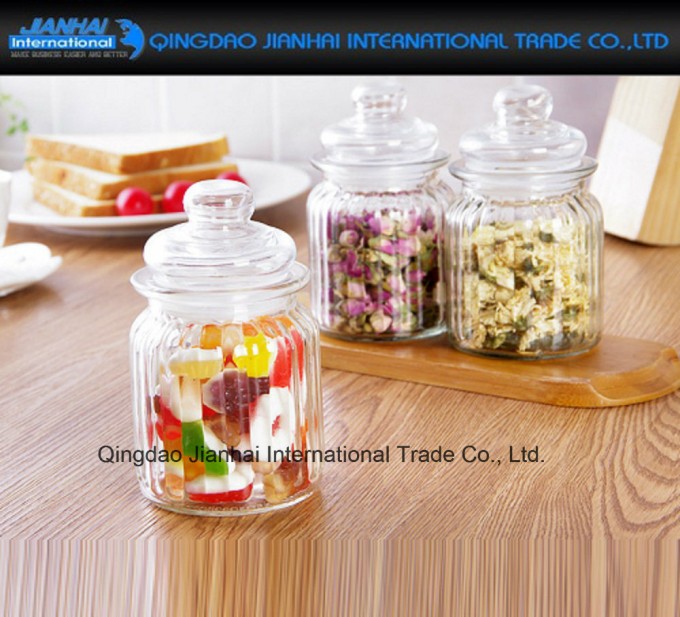 Straight-Sided Ribbed Glass Dry Food Storage Kitchen Spices, Herbs Jars Image1