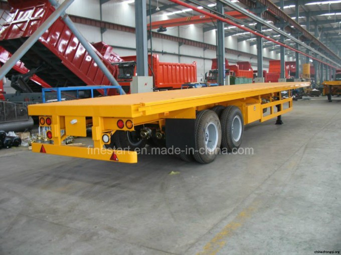 2 Axle 40FT Bogie Suspension Highbed Flatbed Semitrailer or Semi Truck Trailer Image1