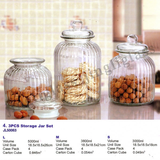 Wholesale New Design Glass Storage Jar Canister/Glass Storage Container with Lids Image1