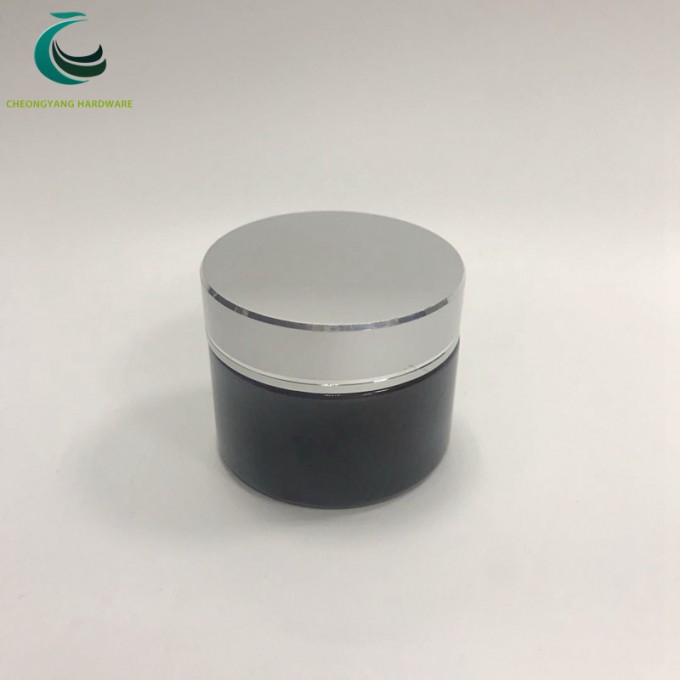 30ml 50ml Amber Brown Black Glass Cosmetic Jar with Aluminum Plastic Lid for Beauty Image1