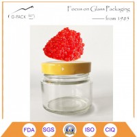 Red/Black Caviar Glass Jar with Metal Cap