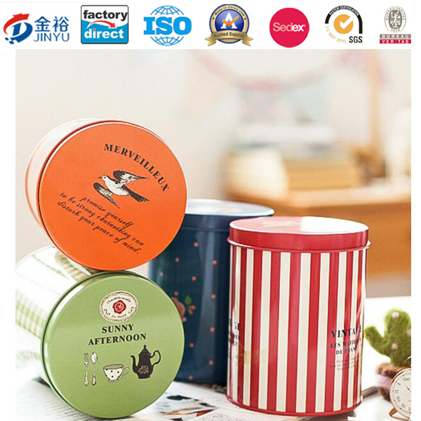 Round Shaped Metal Food Container for Coffee Tea Packaging Image1