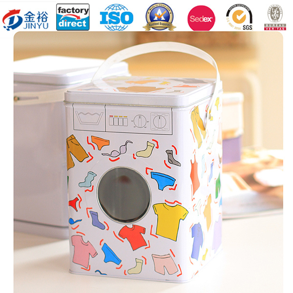 Popcorn Tin Container Handeld PVC Window Square Shape Image1