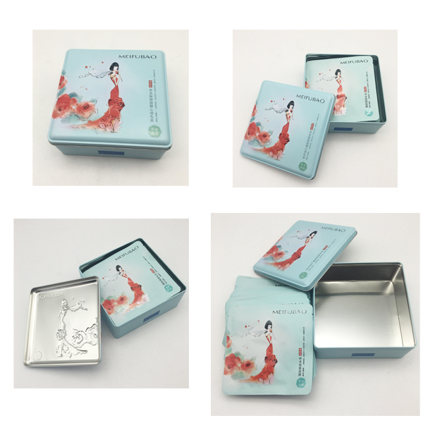 Cosmetic Mask Tin Box Gift Tin Container for Mask Image1