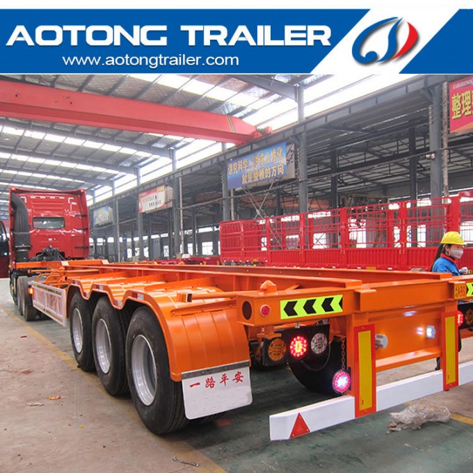 Low Price Skeleton Flatbed Container Semi Trailer for Sale Image1