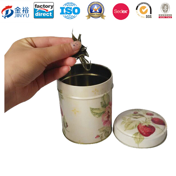 Matt Printed Round Shaped Metal Tea Container for Tea Packaging Image1