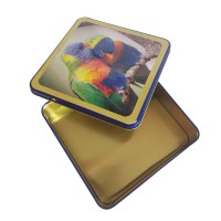 Bird Embossing Printed Metal Square Shape Food Container Wholesale
