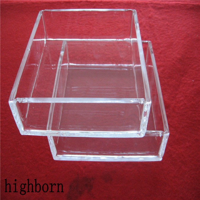 Clear High Fused Quartz Glass Square Container Image1