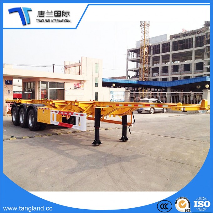 Cheap 3 Axle 40FT or 20FT Used Trailer Container Flatbed Truck Trailer and Semi Trailer Container fo Image1