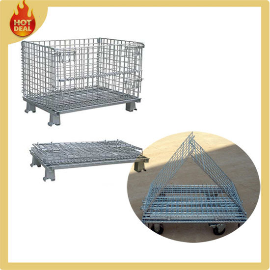 Folding Wire Metal Bin Storage Cage Container Image1