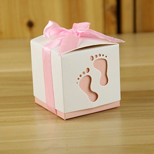 Fashion Baby Foot Candy Box Baby Shower Paper Sweet Bag Favour Boxes Baptism Candy Container 6*6*6cm Image1