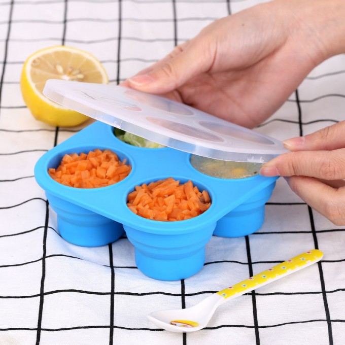 Custom 100% Safety FDA Standard Silicone Baby Food Freezer Trays Containers Image1