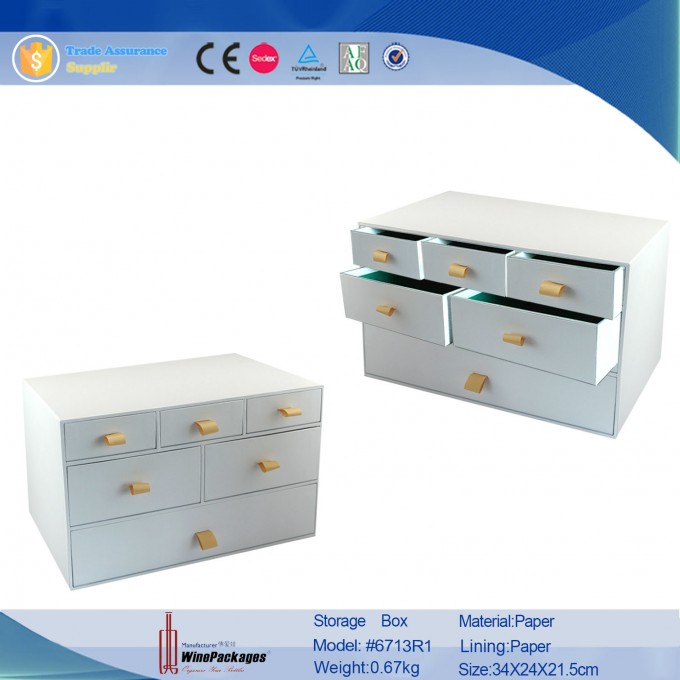 New Wholesale Storage Paper Cardboard Container with Drawer (6713R1) Image1