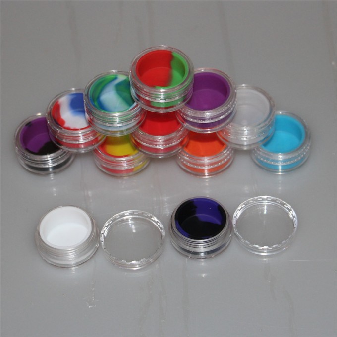 Colorful Silicone Insert Healthy Wax Clear Jar with Lid Silicone Jars DAB Wax Container Image1