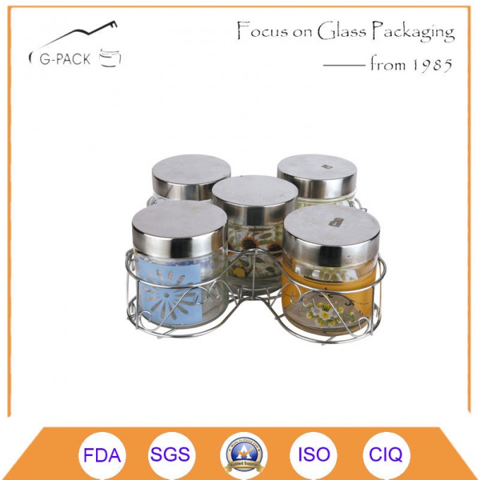 Cylinder Glass Container with Metal Cap for Food Storage Purpose Image1