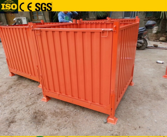 Foldable Stackable Steel Corrugated Plate Pallet Bulk Cage Container Image1