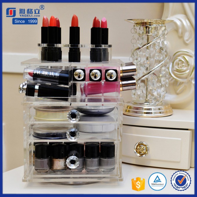 Rotating Acrylic Beauty Drawer Lipstick Storage Containers Image1