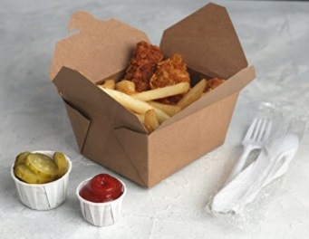 4 3/8 in X 3 1/2 in X 2 1/2 in Microwavable Kraft Paper Carryout Boxes/ Takeout Food Box Container Image1