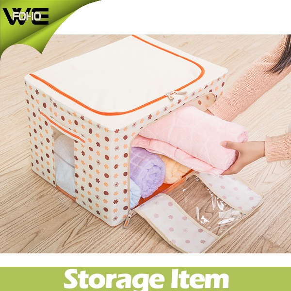 Large Fabric Decorative Folding Storage Box Containers with Lids Image1