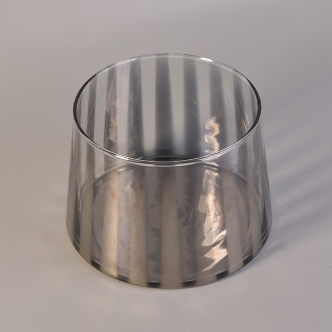 Mouth Blown Glass Containers for Candles with Silver Color Image1