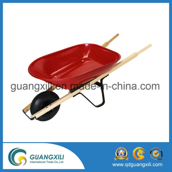 6 Cu. FT. Heavy Gauge Steel Wheelbarrow with Wood Handle Construction Heavy Duty Wheel Barrow Image1