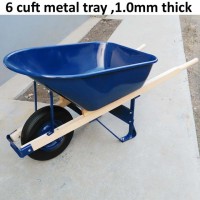 America 6cuft Metal Tray Wheel Barrow with Wooden Handles