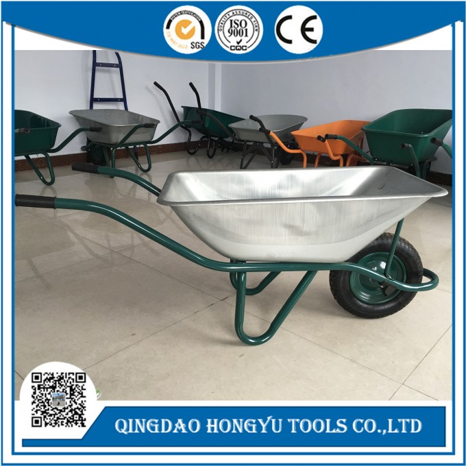 European Market 75L Heavy Duty Galvanized Metal Tray Wheelbarrow Image1
