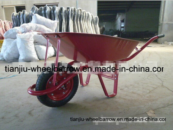 Heavy-Duty Wheelbarrow with Single Pneumatic Wheel and Metal Tray Wb6411 Image1
