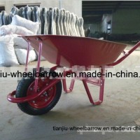 Heavy-Duty Wheelbarrow with Single Pneumatic Wheel and Metal Tray Wb6411