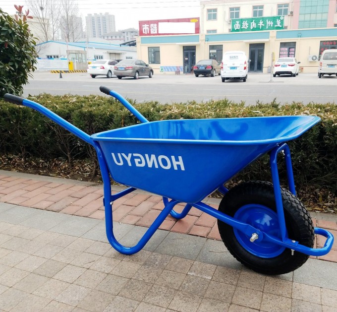 Heavy Duty Steel Europe Pneumatic Blue Wheelbarrow Image1