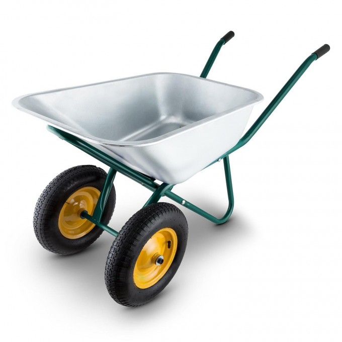 Heavy Duty Galvanized Dual Wheel Wheelbarrow Image1