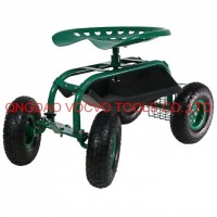 Sunnydaze Rolling Garden Cart Wheelbarrow with Steering Handle