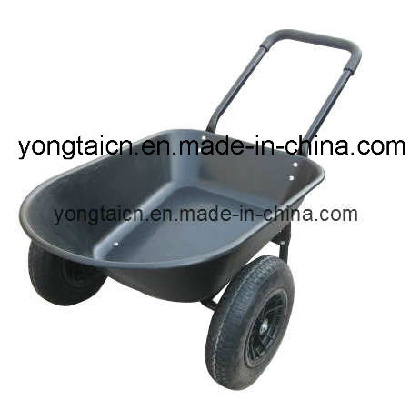 5 Cubic Feet Poly Tray Garden Wheelbarrow with Double Wheels Image1