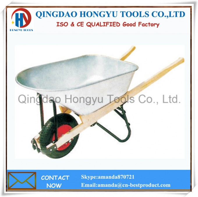 (WH7803) Galvanized Metal Tray Wooden Handle Garden Tool Barrow/Wheelbarrow Image1
