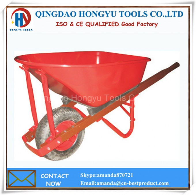Painted Metal Tray Wooden Handle Garden Tool Barrow/Wheelbarrow Image1