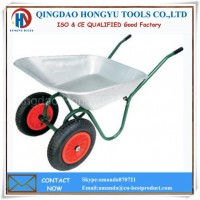 Double Wheels Wheel Barrow with Zinc Plated Metal Tray