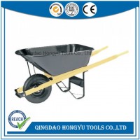 Black Metal Tray Wb7805 Wheel Barrow with Wooden Handle