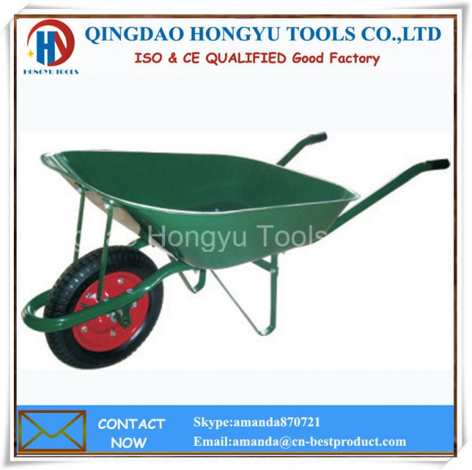 Painted Metal Tray Solid Rubber Wheel Barrow Image1