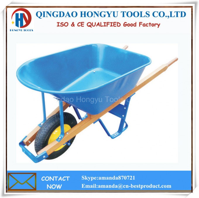 South America Market Wheel Barrow with Wooden Handlebar Image1